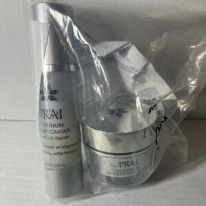 Prai Platinum firm and lift night caviar serum and night cream duo